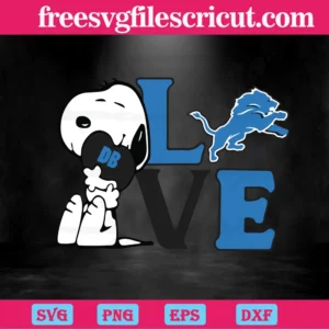 Snoopy Love Detroit Lions, Cutting File Svg Invert