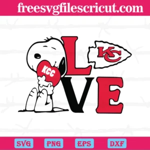 Snoopy Love Kansas City Chiefs, Svg Png Dxf Eps Cricut Silhouette
