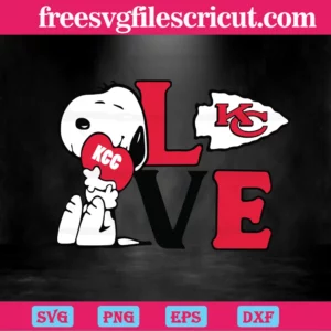 Snoopy Love Kansas City Chiefs, Svg Png Dxf Eps Cricut Silhouette Invert