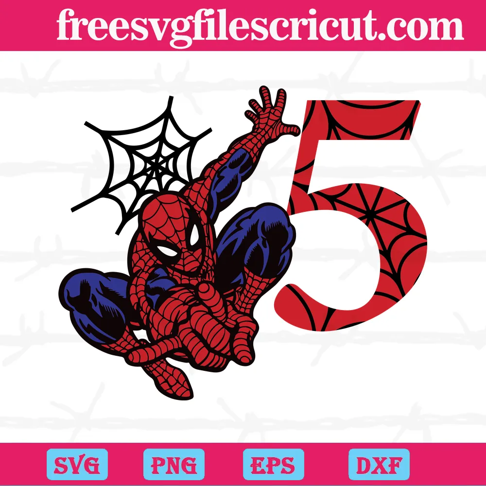 Spiderman Happy 5 Years Old Birthday Svg