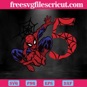 Spiderman Happy 5 Years Old Birthday Svg Invert