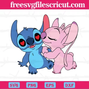 Stitch And Angel, Svg Png Dxf Eps Designs Download Invert