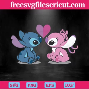 Stitch And Angel Love SVG Digital File, Disney Svg