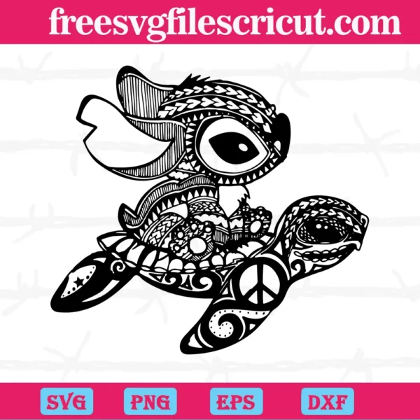 Stitch And Turtle, Svg Png Dxf Eps Digital Files