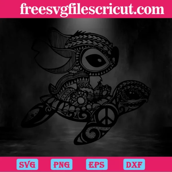 Stitch And Turtle, Svg Png Dxf Eps Digital Files Invert