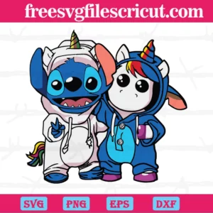 Stitch And Unicorn, Svg Png Dxf Eps Cricut Silhouette