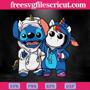 Stitch And Unicorn, Svg Png Dxf Eps Cricut Silhouette Invert