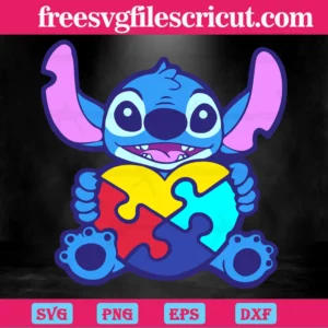 Stitch Autism Heart Svg Invert