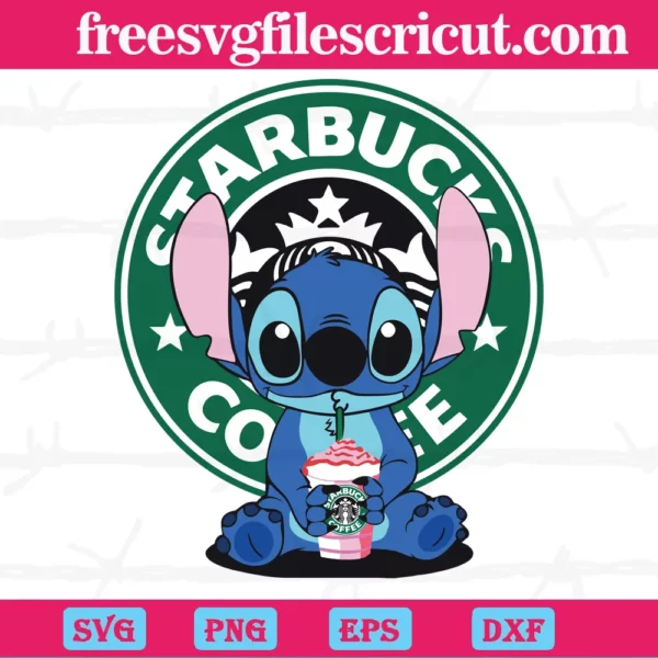 Stitch Drinking Starbucks Coffee Svg