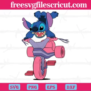 Stitch With Bicycle, Svg Png Dxf Eps Cricut