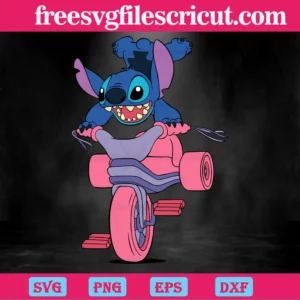 Stitch With Bicycle, Svg Png Dxf Eps Cricut Invert