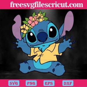 Stitch With Wreath, Svg Png Dxf Eps Cricut Files Invert