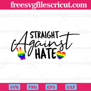 Straight Against Hate Heart Rainbow Pride Lgbt, Svg Clipart