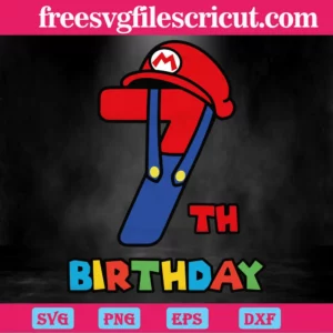 Super Mario 7Th Birthday Svg Invert