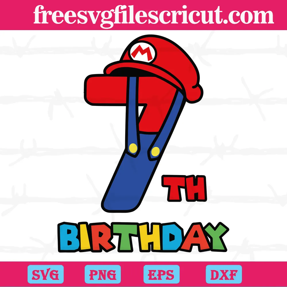 Super Mario 7Th Birthday Svg