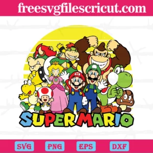"Super Mario Bros Layered Svg Png Dxf Eps "