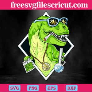 T-Rex Dinosaur Stone Weed Hippie Svg Files For Vinyl Invert
