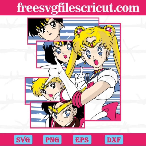 Team Sailor Moon Anime, The Best Digital Svg Designs For Cricut Invert