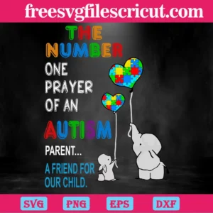 The Number One Prayer Elephant With Autism Heart Elephant, Trending Cutting Files Cricut Diy Crafting Projects Invert