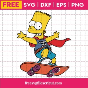 The Simpsons Bart Skating, Cricut Svg Free