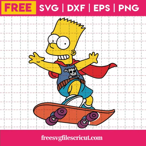 The Simpsons Bart Skating, Cricut Svg Free