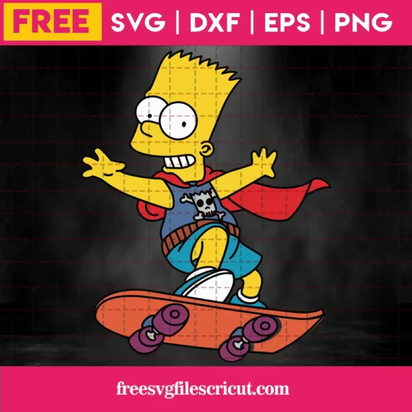 The Simpsons Bart Skating, Cricut Svg Free Invert