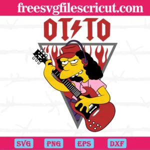 The Simpsons Otto Mann Playing Guitar, Svg Clipart