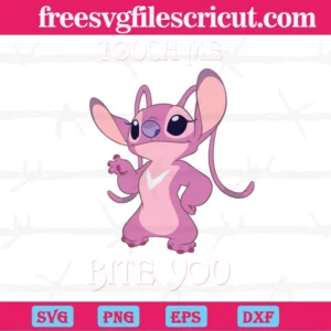 Touch Me And I Will Bite You Pink Stitch Disney Svg Invert