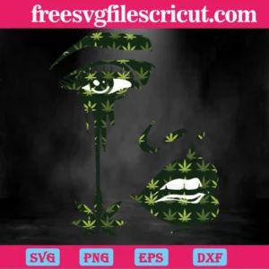 Weed Leaf Dope Cannabis Woman Face Svg Invert
