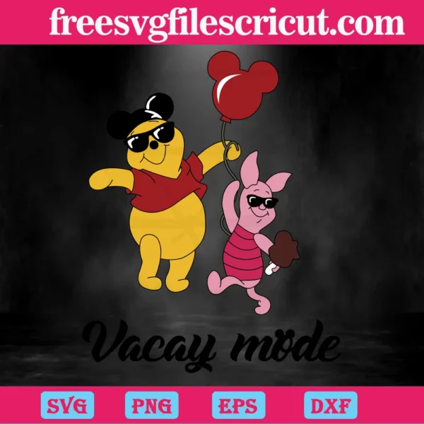 Winnie The Pooh Piglet Vacay Mode Svg Invert