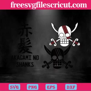Akagami No Shanks One Piece Skull Swords, Cuttable Svg Files Invert