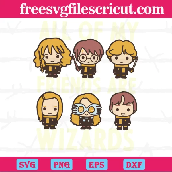 All Of My Friend Are Wizards Harry Potter Characters Chibi, Svg Eps Dxf Png Invert