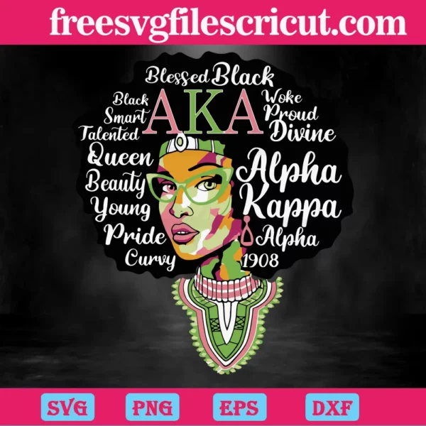 Alpha Kappa Alpha Sorority Black Women, Svg Files Invert