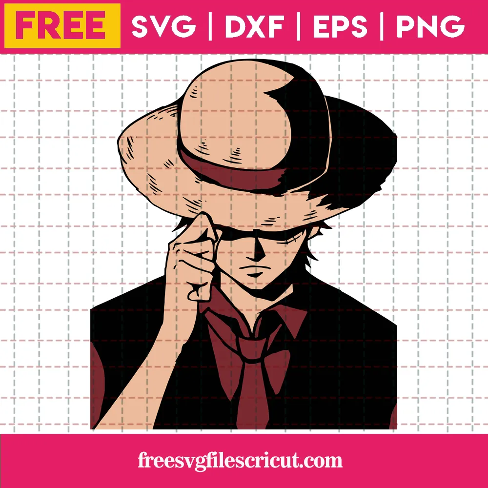 Anime One Piece Luffy With Hat, Silhouette Svg Free