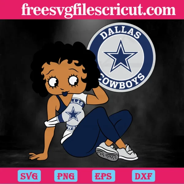 Betty Boop With Dallas Cowboys Star Logo, Svg Files For Crafting And Diy Projects Invert
