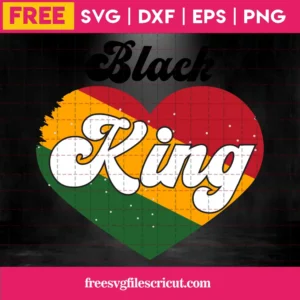 Black King Heart Pattern Juneteenth Day, Svg Design Invert