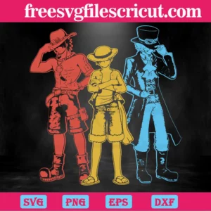 Brothers One Piece Ace Luffy Sabo, Transparent Background File Svg Invert