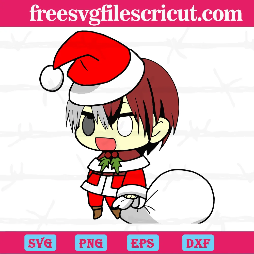 Chibi Todoroki Shoto With Christmas Hat My Hero Academia Svg Clipart