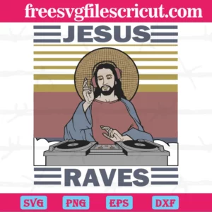Christian Cross Jesus Raves Dj Retro, Svg Files For Crafting And Diy Projects