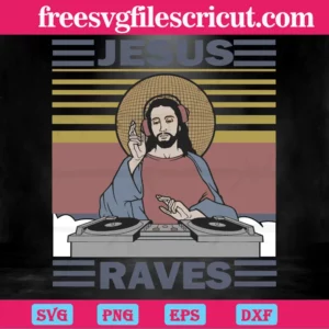 Christian Cross Jesus Raves Dj Retro, Svg Files For Crafting And Diy Projects Invert