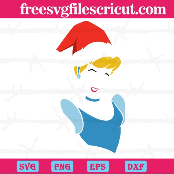 Cinderella With Christmas Hat, Transparent Background File Svg Invert