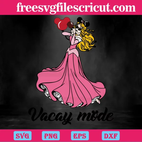 Cinderella With Mickey Head Vacay Mode, Svg Eps Dxf Png Invert