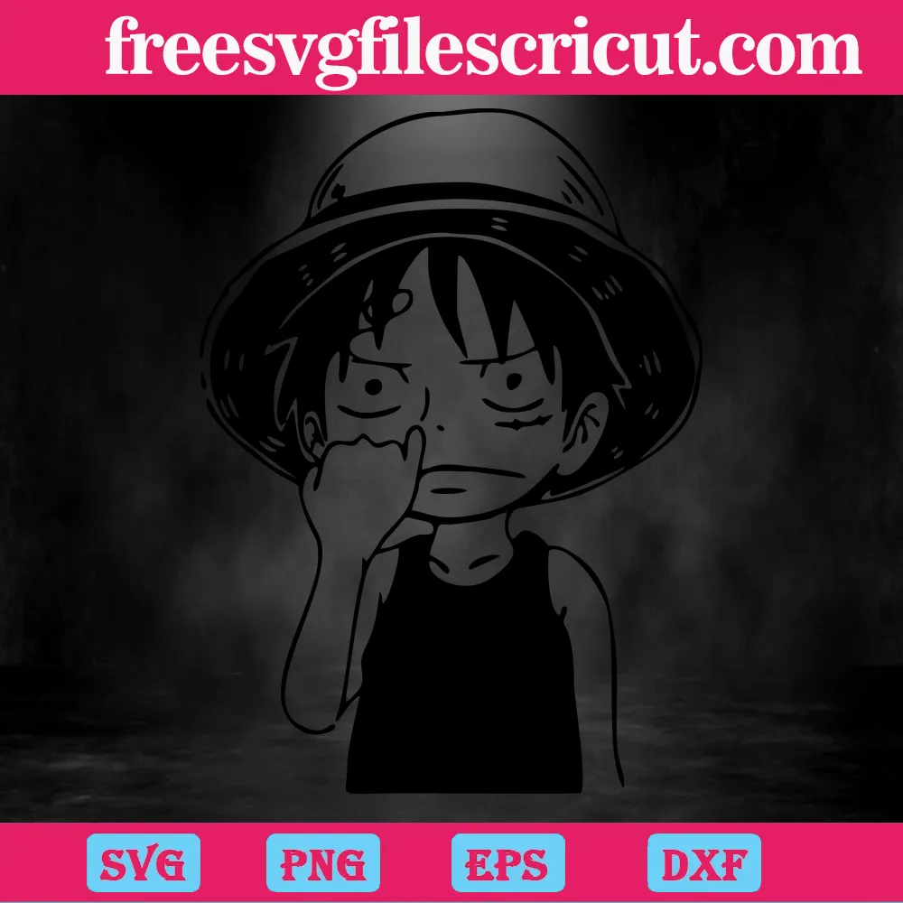 Cute Face Chibi Luffy One Piece Anime Black And White, Vector