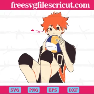 Cute Hinata Shoyo With Volleyball Anime Haikyuu, Svg Png Dxf Eps Digital Download