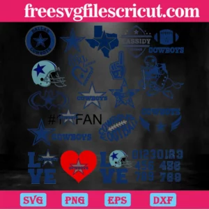 Dallas Cowboys Star Logo Football, Svg Bundle Files For Cricut Invert