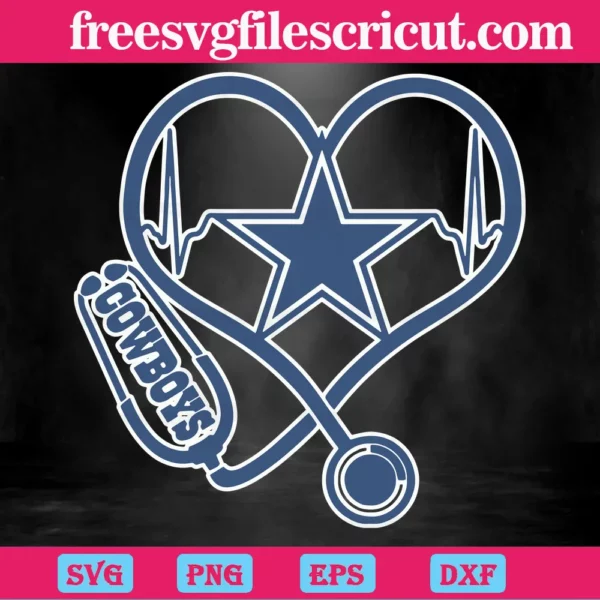 Dallas Cowboys Star Logo Heart Stethoscope, Svg Designs