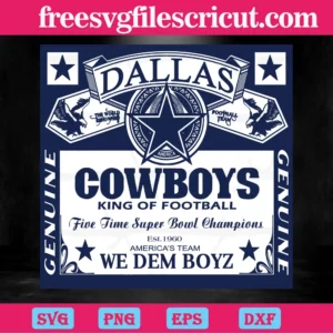 Dallas Cowboys Star Logo Kind Of Football We Dem Boyz, Svg Cut Files Invert