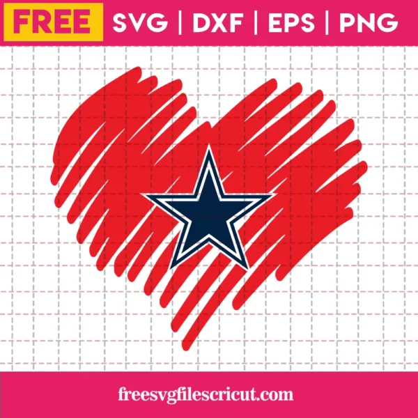 Dallas Cowboys Star Logo With Heart, Free Svg Files For Cricut