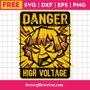 Demon Slayer Angry Zenitsu Danger High Voltage, Layered Svg Files Free
