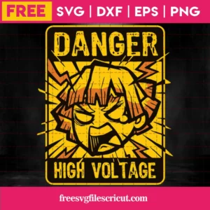 Demon Slayer Angry Zenitsu Danger High Voltage, Layered Svg Files Free Invert